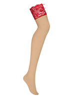 Bas avec dentelle rouge