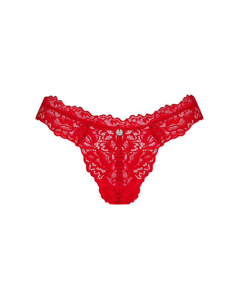 String rouge en dentelle