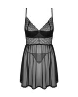 Babydoll & string noir, transparent