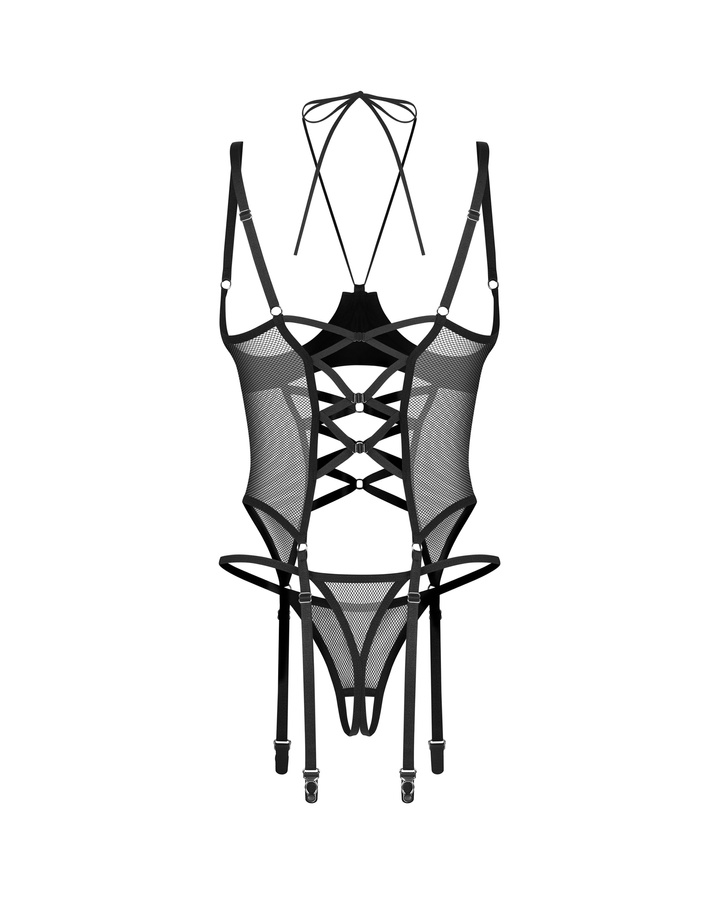 Corset avec cravate style dos nu & string ouvert