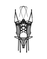Corset avec cravate style dos nu & string ouvert