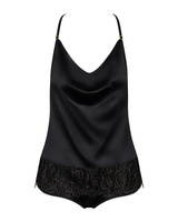 Ensemble noir satiné : top & shorty