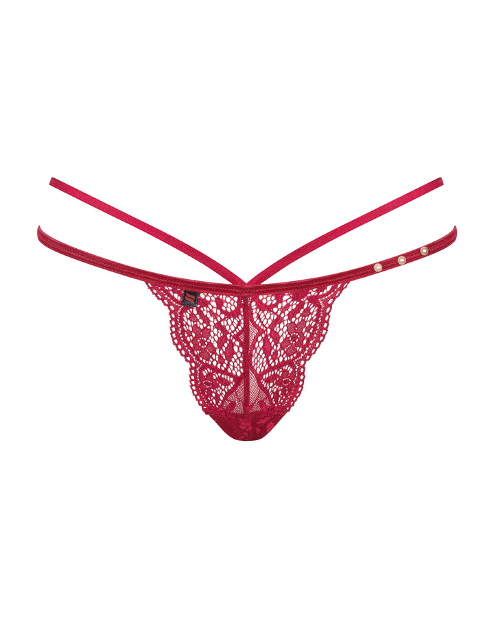 String rouge en dentelle