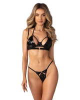 Ensemble noir : soutien-gorge à armatures et string