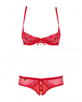 Soutien-gorge et string rouges ouvert