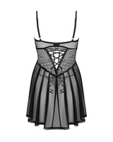 Babydoll & string noir, transparent