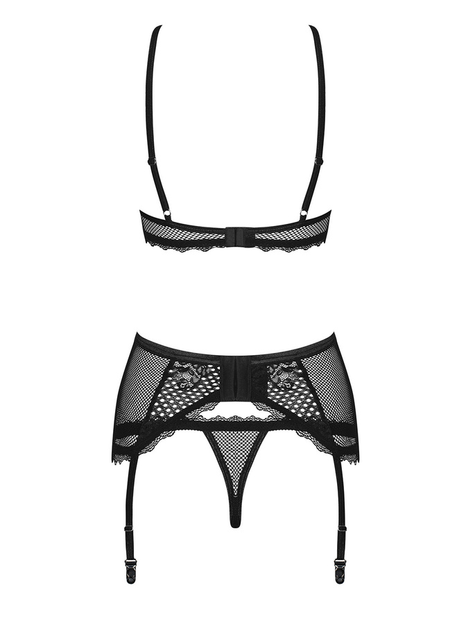 Ensemble sexy noir avec porte-jarretelles