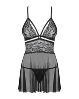 Nuisette babydoll noire & string