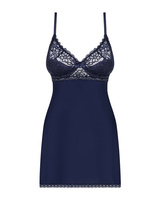 Nuisette babydoll et string bleu profond