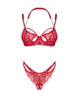 Ensemble de lingerie rouge avec des chaînes en or