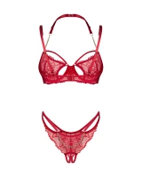 Ensemble de lingerie rouge avec des chaînes en or