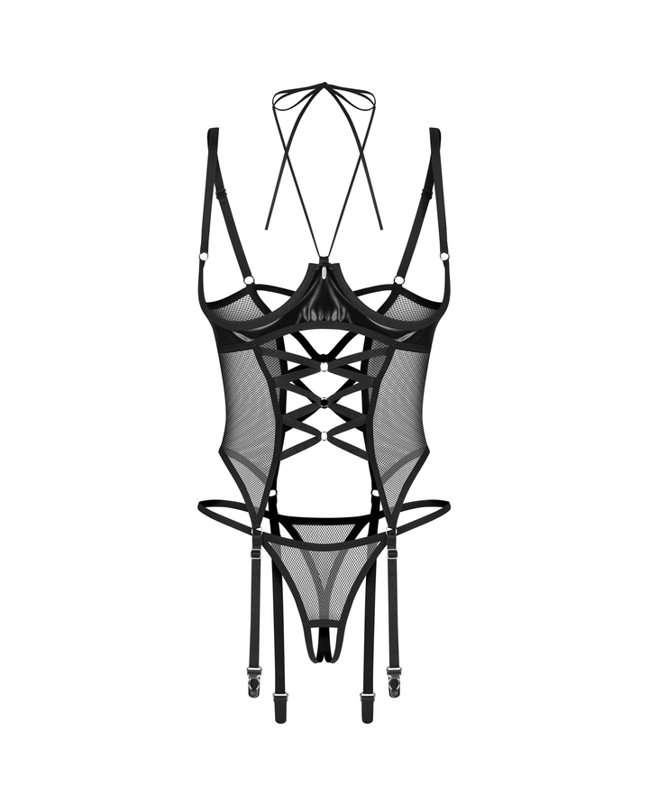 Corset avec cravate style dos nu & string ouvert