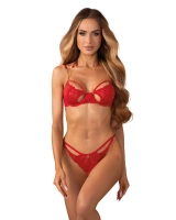 Ensemble de lingerie rouge avec des chaînes en or