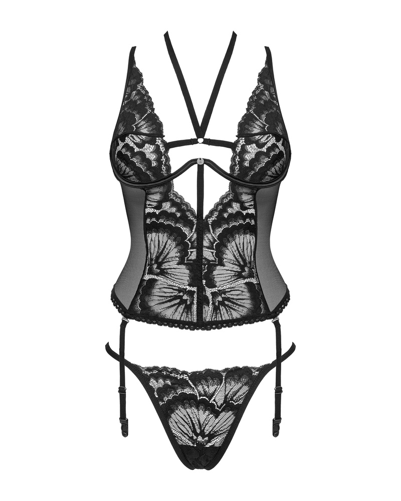 Alessya Corset et string noir