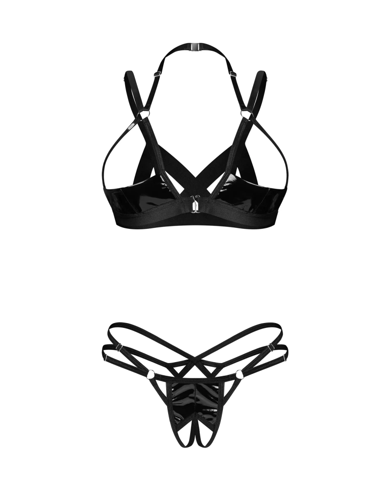 Ensemble de lingerie : soutien-gorge ouvert et string ouvert