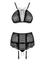Ensemble sexy noir avec porte-jarretelles
