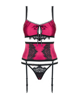 Ensemble rose sexy avec porte-jarretelles 