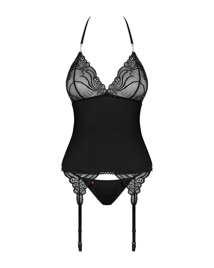 Guêpière et string noirs