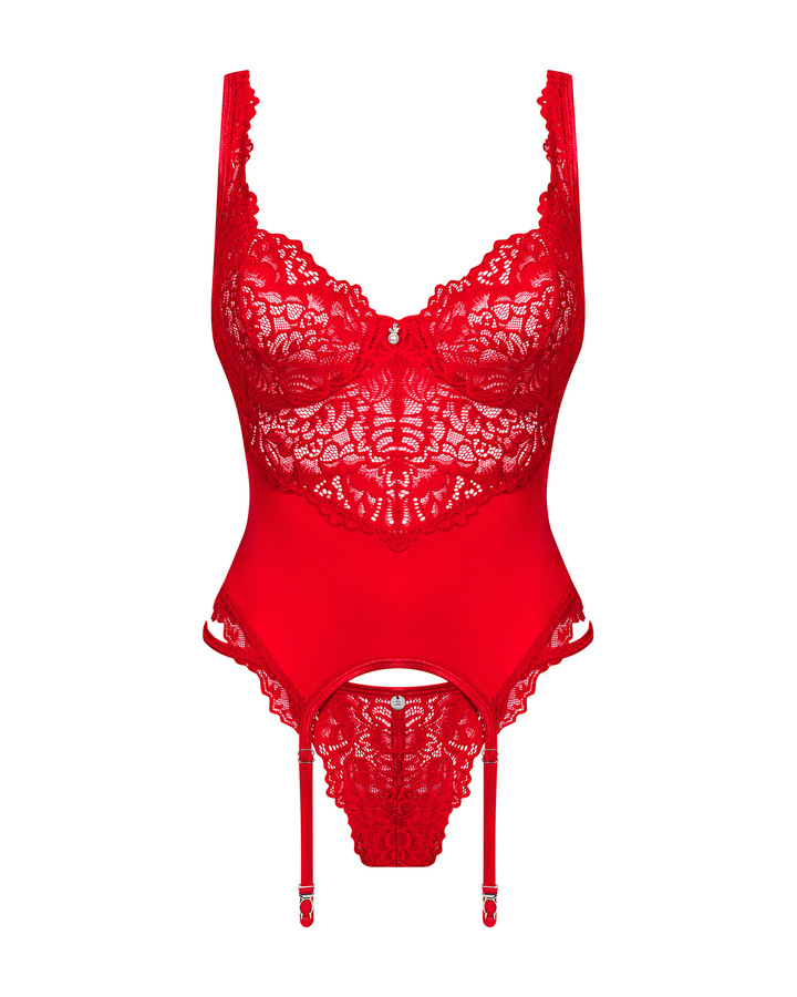 Corset rouge en dentelle