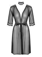 Peignoir noir et tour de cou en dentelle