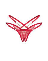 String ouvert rouge avec des chaînes dorées