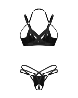 Ensemble de lingerie : soutien-gorge ouvert et string ouvert