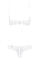 Demi-soutien-gorge et string rouge avec entrejambe ouvert