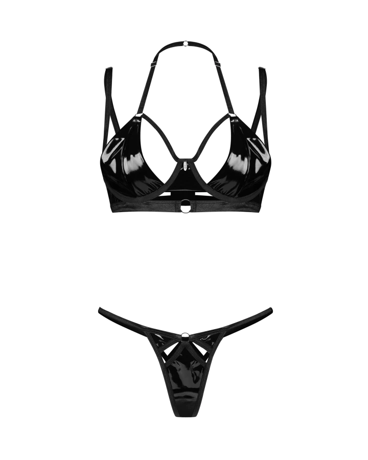 Ensemble noir : soutien-gorge à armatures et string