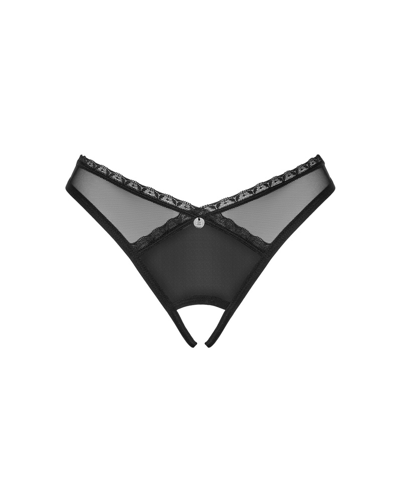 String noir avec entrejambe ouvert