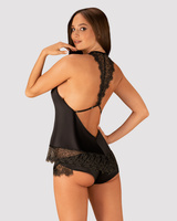 Ensemble noir satiné : top & shorty