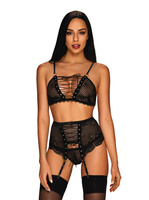 Ensemble sexy noir avec porte-jarretelles