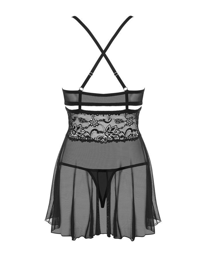 Nuisette babydoll noire & string
