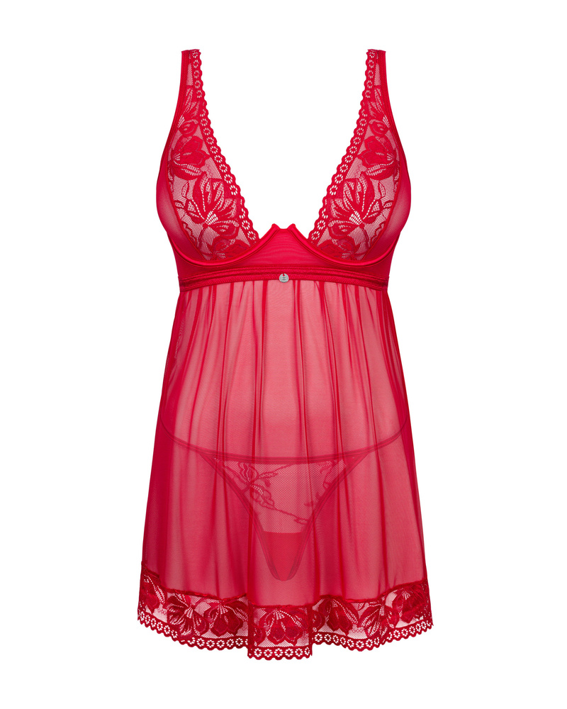 Lacelove babydoll et String - Rouge