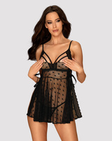 Nuisette babydoll transparente noire