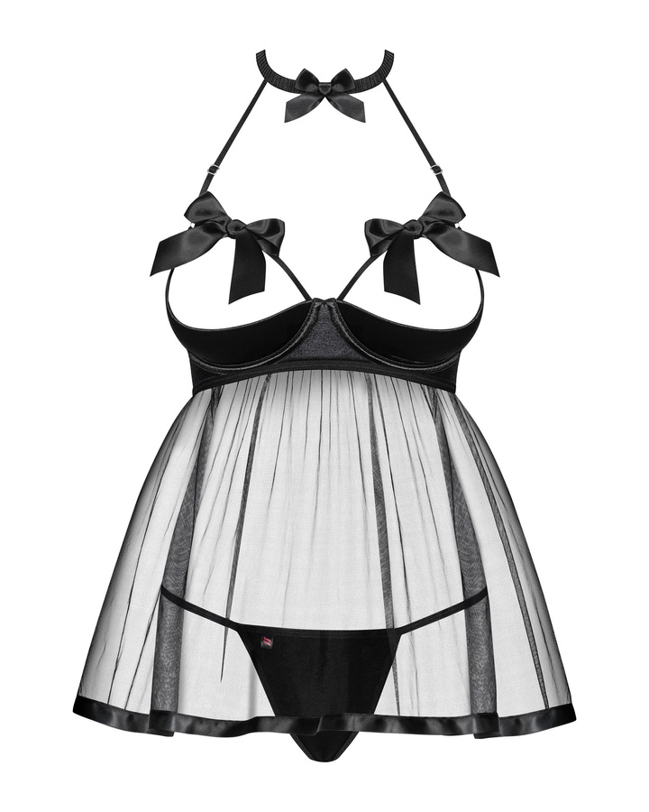 Nuisette babydoll sexy noire et string