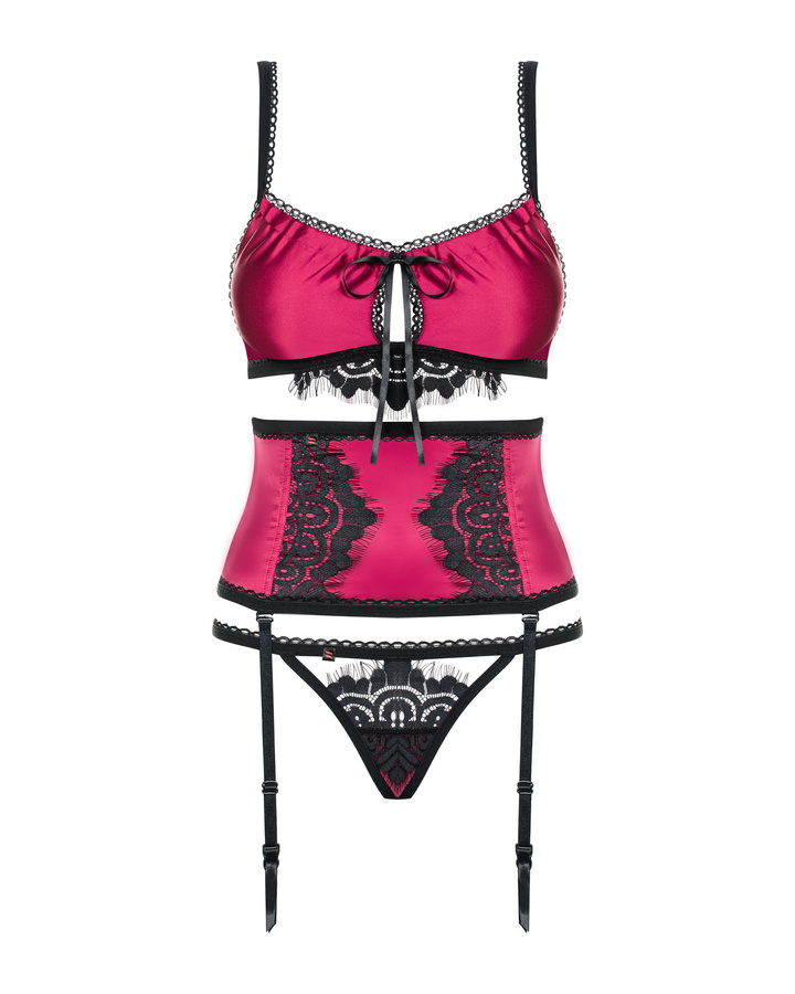 Ensemble rose sexy avec porte-jarretelles 