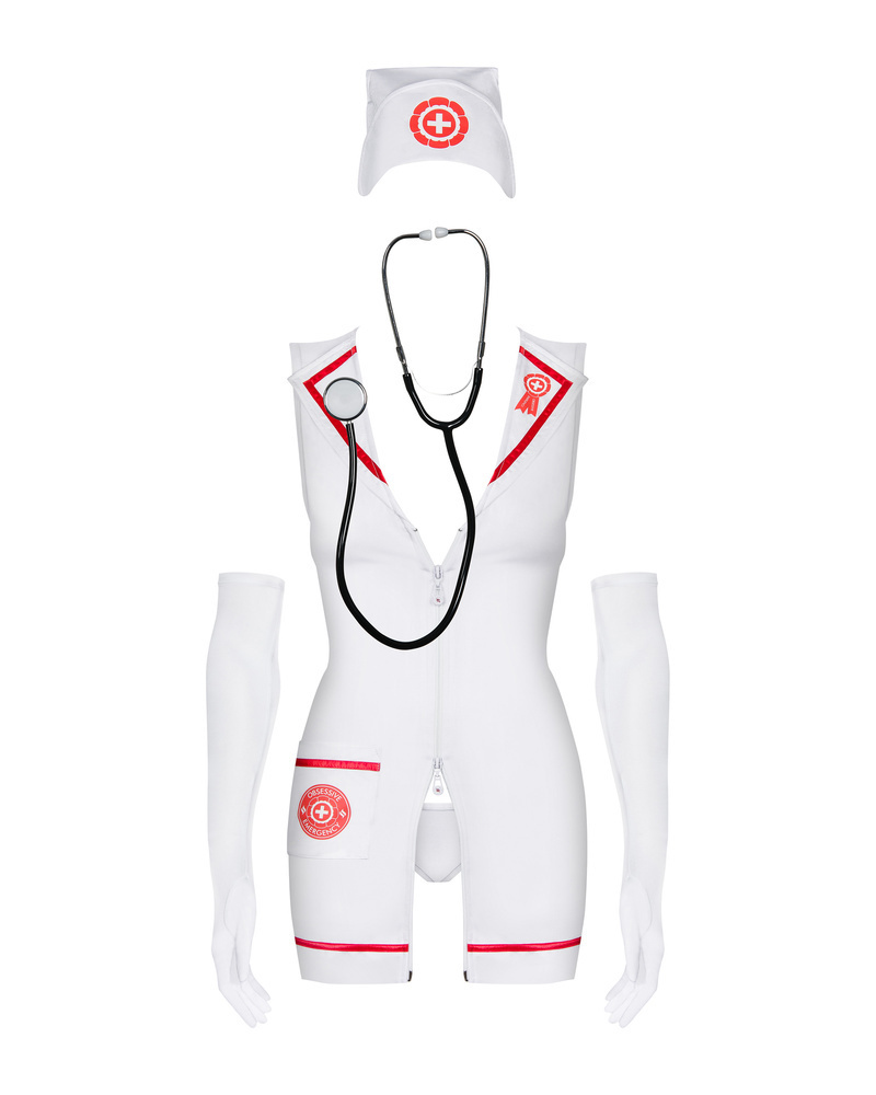 Costume 4 piĂ¨ces d'infirmiere et stethoscope