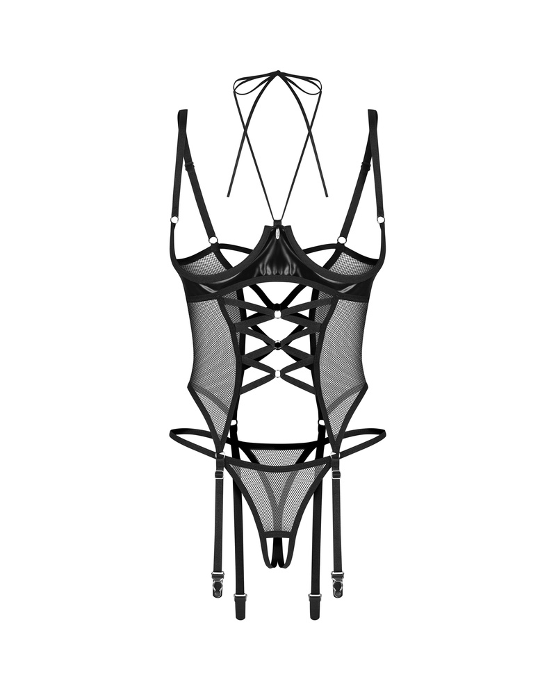 Corset avec cravate style dos nu & string ouvert
