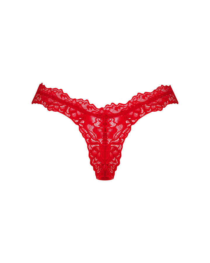 String rouge en dentelle