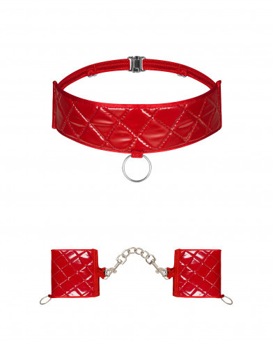 Menottes et collier rouges