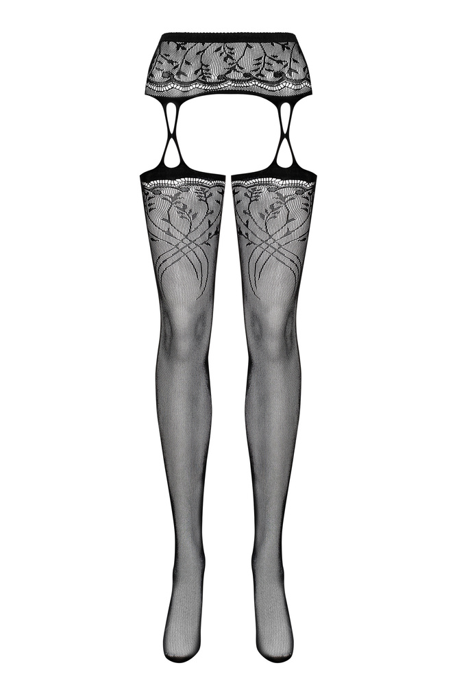 Bas noirs et porte-jarretelles en un